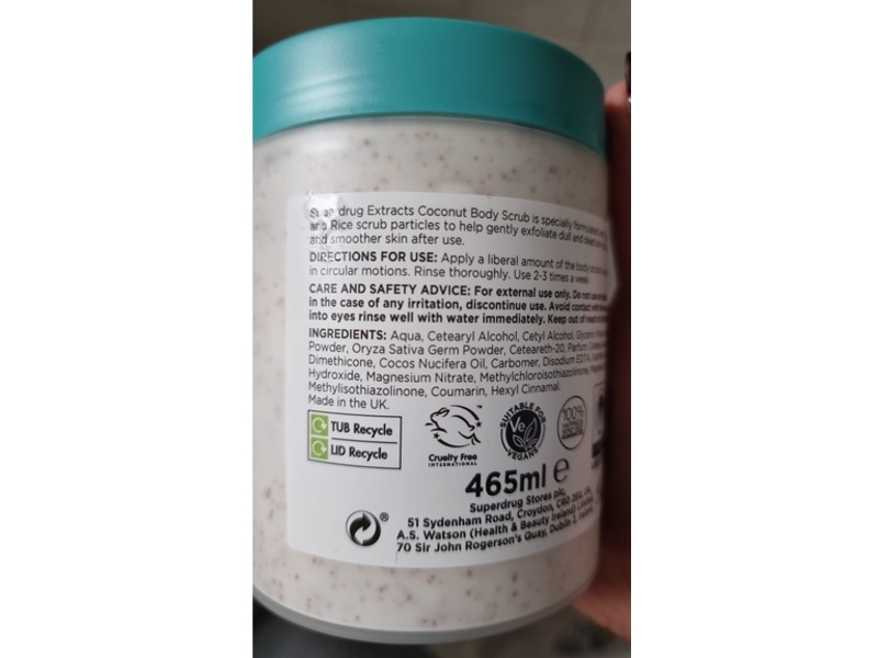 Superdrug Extracts Body Care Body Scrub + Exfoliating, Coconut, Apricot & Rice, 465 mL