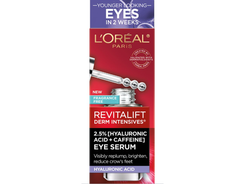 L'Oreal Paris Revitalift Hyaluronic Acid Eye Serum, 2.5% Hyaluron + Caffeine, 20 mL