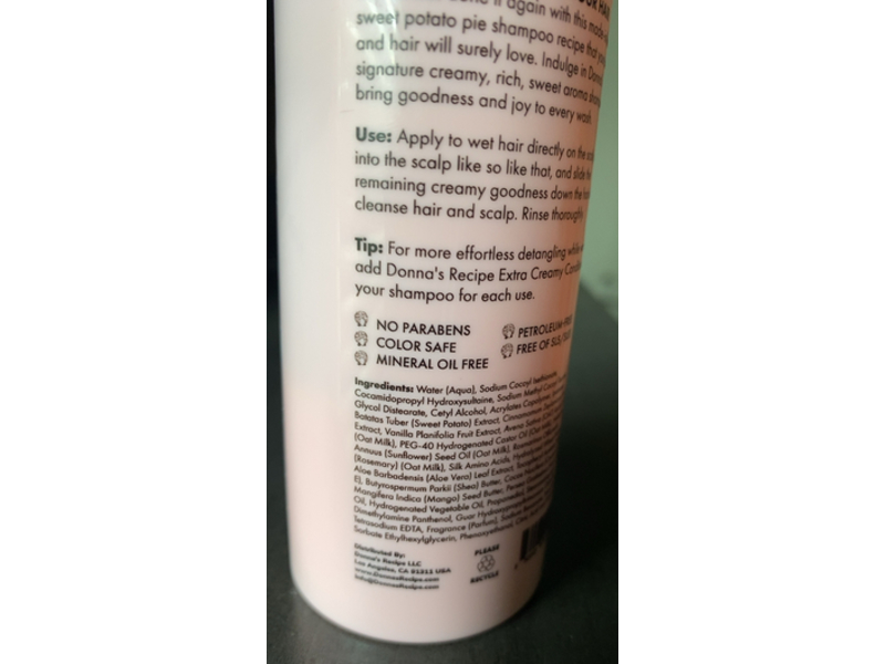 Donna's Recipe By Tabitha Brown Extra Creamy Moisturizing Shampoo, Rich + Sweet Potato Pie, 300 mL