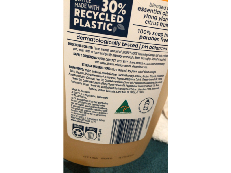 Juliet Body Caressing Shower Gel, Vanilla & Sweet Almond Oil, 1 L