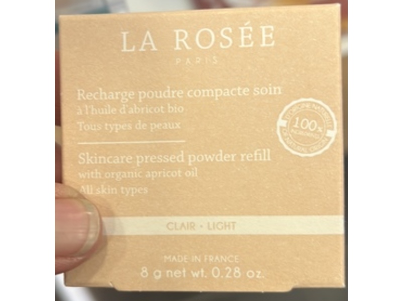 La Rosee Paris Skincare Pressed Powder Refill, Light, 0.28 oz/8 g