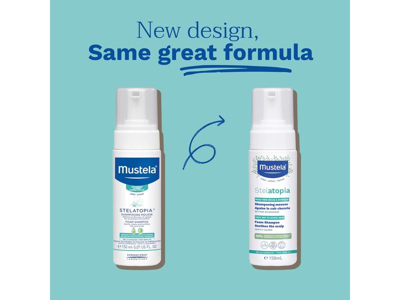 Mustela Stelatopia Foam Shampoo, 5.07 fl oz/150 mL