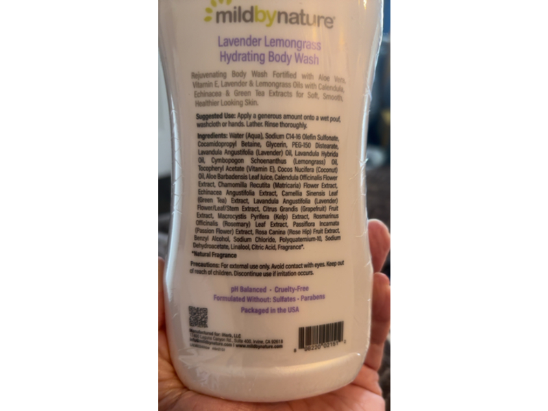 Mild By Nature Hydrating Body Wash, Lavender Lemongrass, 16 fl oz/473 mL