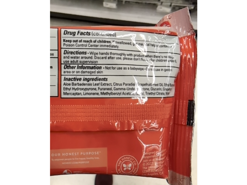 Honest Sanitizing Wipes, Aloe & Grapefruit Grove, 15 Count