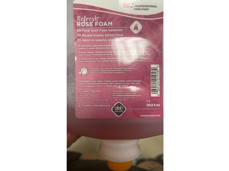 SC Johnson Professional Refresh Rose Foam EN Handwash, Floral Scent, 33.8 fl oz/1 L
