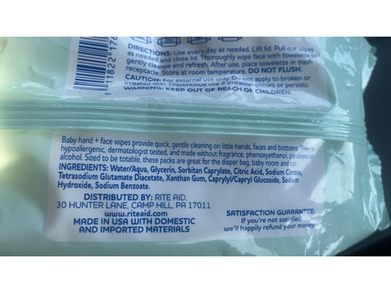 Rite Aid Gentle Cleansing Hand & Face Wipes, 25 Count