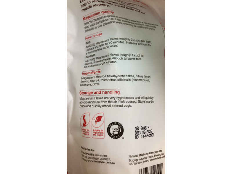 Better You Magnesium Muscle Mineral Bath Flakes, 36.8 oz/1 kg