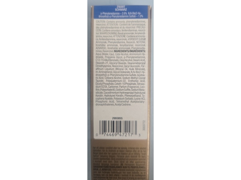 Joico Vero K-Pak Color Permanent Creme Color, 1N Black, 2.5 fl oz/74 mL