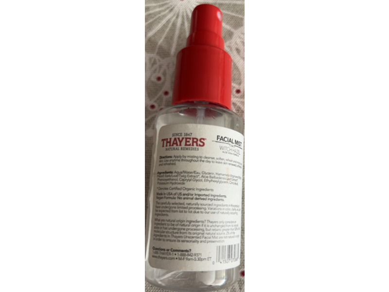 Thayers Witch Hazel Facial Mist, Aloe Vera, 3 fl oz/89 mL