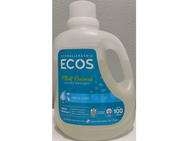 ECOS Plant Powered Laundry Detergent, Free & Clear, 100 Loads, 100 fl oz/2.96 L