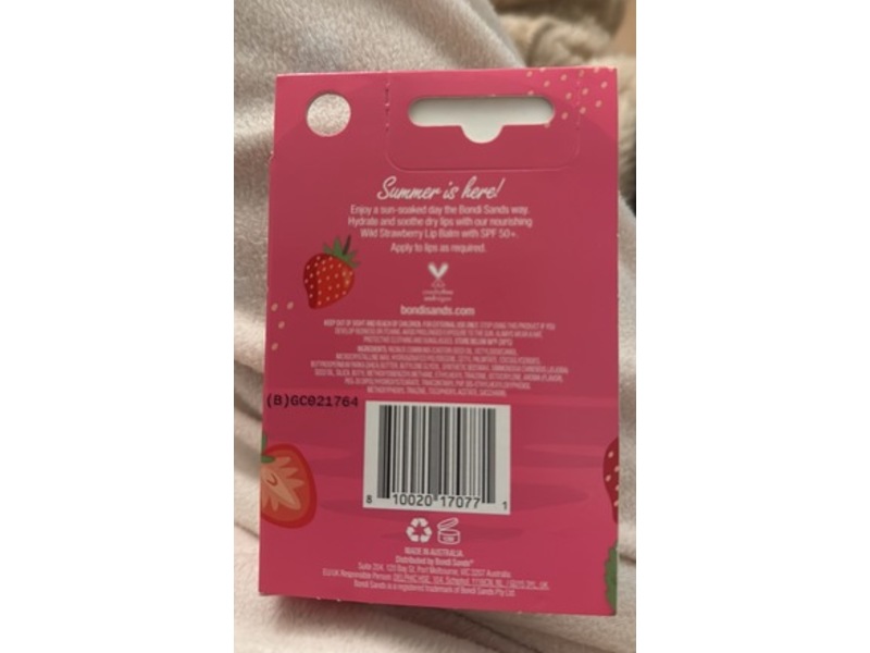 Bondi Sands Sunscreen Lip Balm, Wild Strawberry, SPF 50+, 0.35 oz/10 g