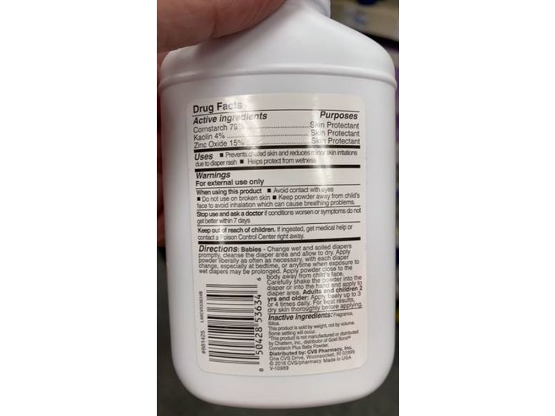 CVS Health Medicated Baby Powder, Cornstarch, 4 oz/113 g