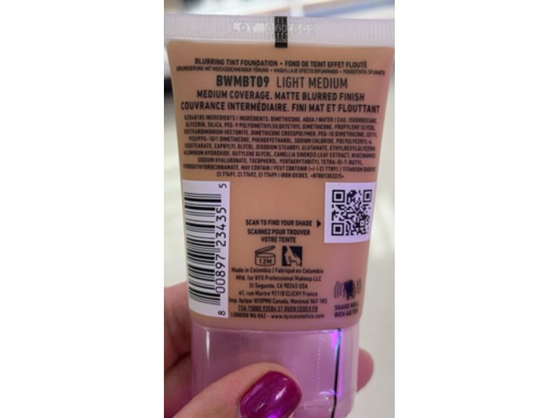 NYX Professional Makeup Bare Tint Foundation, Light Medium,1.01 fl oz/30 mL