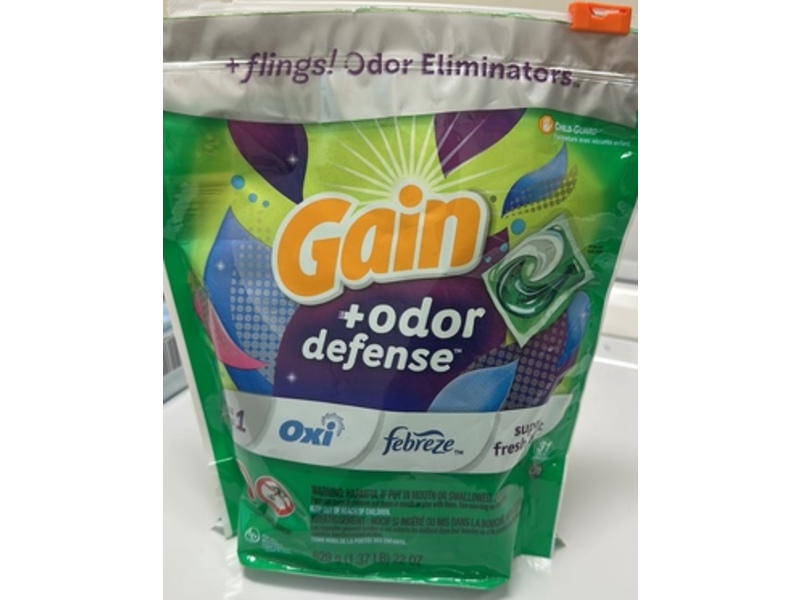Gain +Flings 3 In 1 Laundry Detergent Pods, Super Fresh Blast, 22 oz/629 g, 31 Count