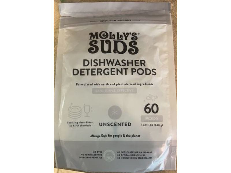 Molly's Suds Dishwasher Pods, Unscented, 60 Count
