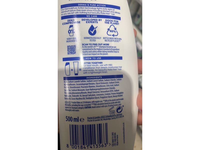 Head & Shoulders Deep Hydration Anti-Dandruff Shampoo, Coconut Oil, 500 mL