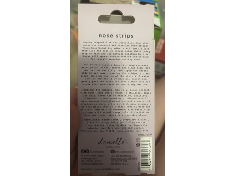 Danielle Creations Blackhead Clearing Nose Strips, Charcoal + Lavender, 8 Count