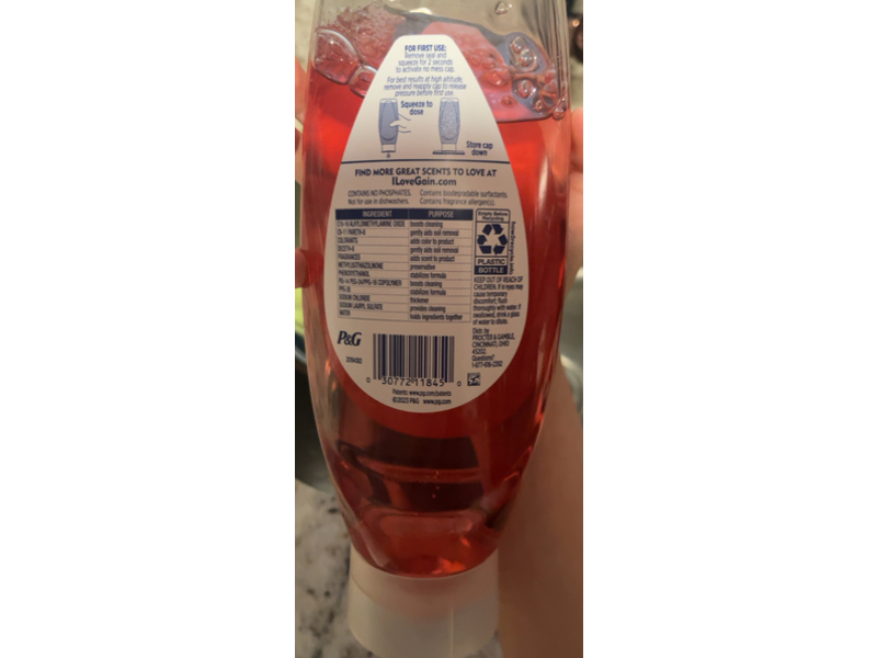 Gain Ultra Clean Dishwashing Liquid, Summer Watermelon Scent, 24.3 fl oz/718 mL