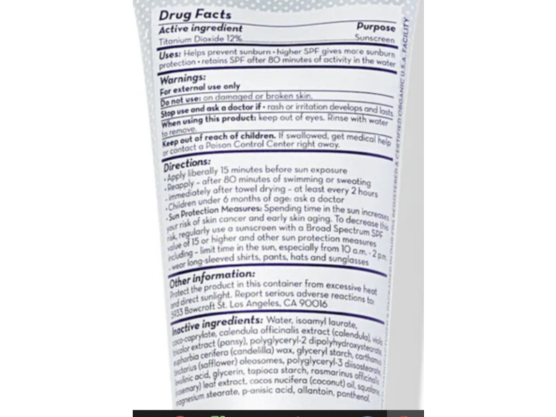 California Baby Sunscreen Lotion, SPF 30+, 2.9 oz/82 g