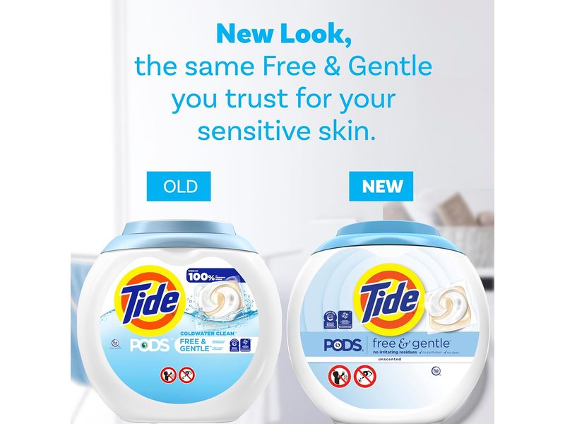 Tide Free & Gentle Laundry Detergent Pods, 63 oz/1.81 Kg, 76 Count