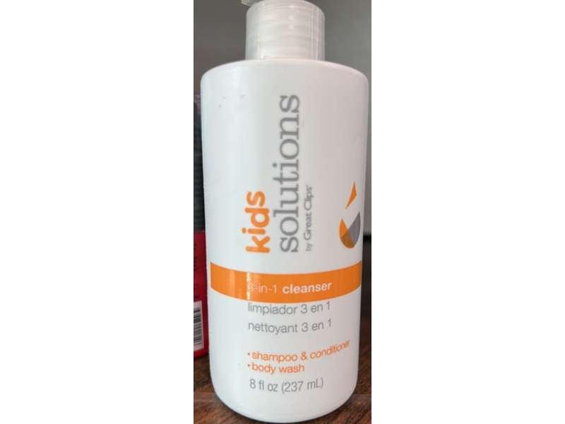 Great Clips Kids Solutions 3 In 1 Cleanser Shampoo, Conditioner & Body Wash, 8 fl oz/237 mL