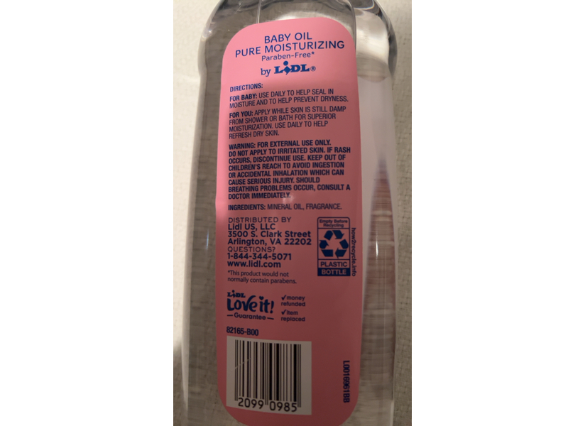 Lidl Pure Moisturizing Baby Oil, 20 fl oz/501 mL