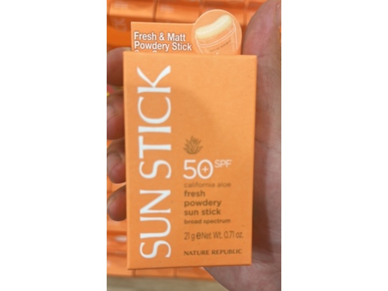 Nature Republic Fresh Powdery Sun Stik, SPF 50+, California Aloe, 0.71 oz/21 g