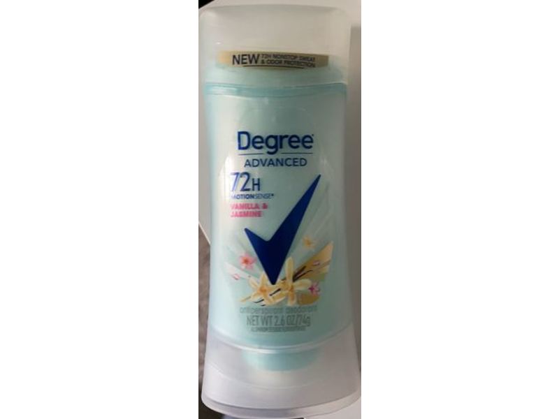 Degree Advanced Antiperspirant Deodorant, Vanilla & Jasmine, 72H, 2.6 oz/74 g, Pack OF 4