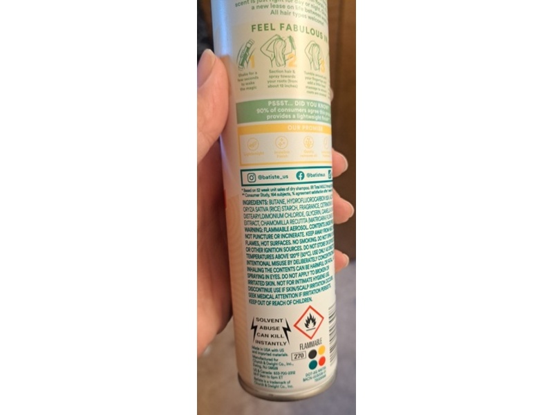 Batiste Light Dry Shampoo, Zen Matcha, 3.81 oz/108 g