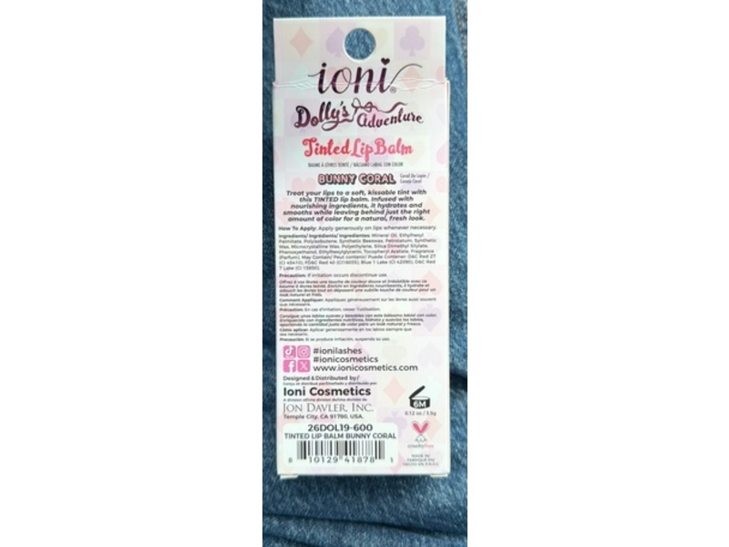 Ioni Dolly's Adventure Tinted Lip Balm, Bunny Coral, 0.12 oz/3.5 g