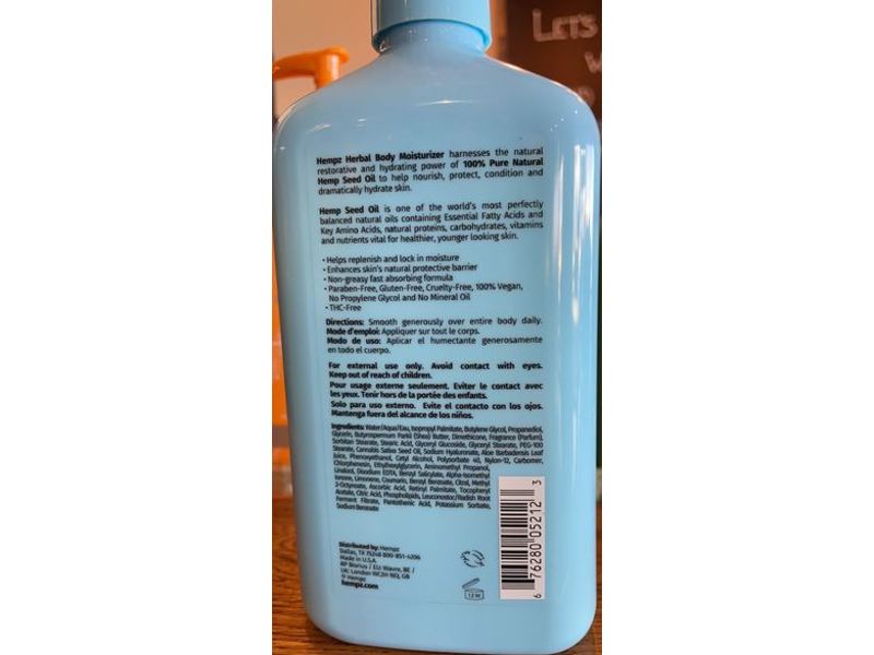 Hempz Herbal Body Moisturizer, Ocean Breeze, 17 fl oz/500 mL