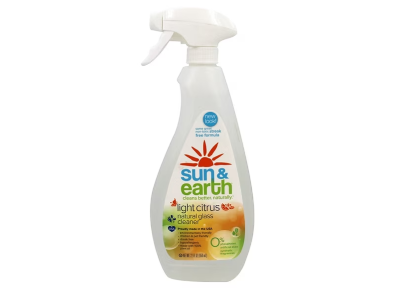 Sun & Earth Natural Glass Cleaner, Light Citrus, 22 fl oz/650 mL