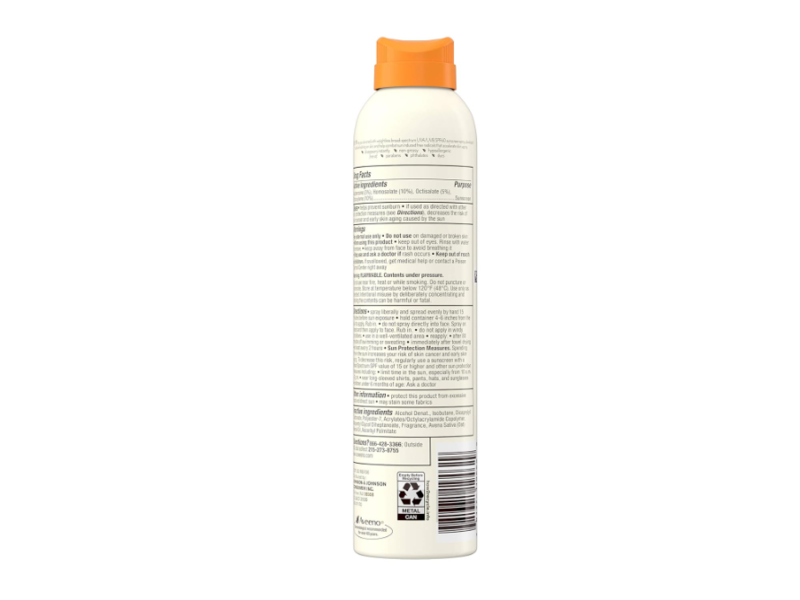 Aveeno Protect+Refresh Sunscreen Weightless Spray, Oat, SPF 60, 5 oz/141 g