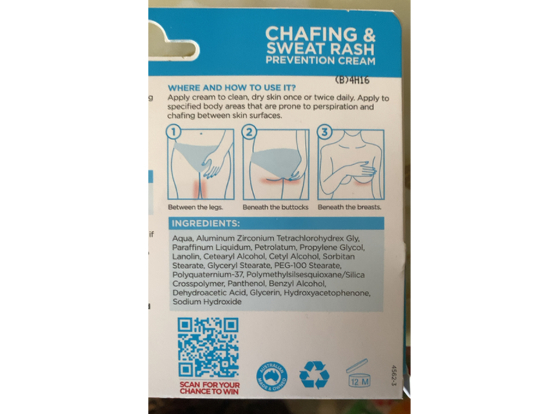 Dermal Therapy Chafing & Sweat Rash Prevention Cream, 75 g