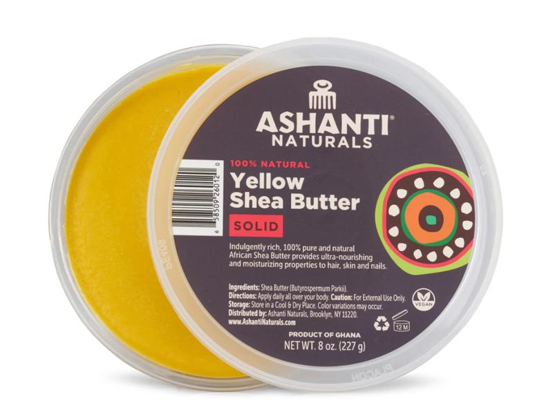 Ashanti Naturals 100% Natural Yellow Shea Butter Moisturizer, Solid, 8 oz/227 g
