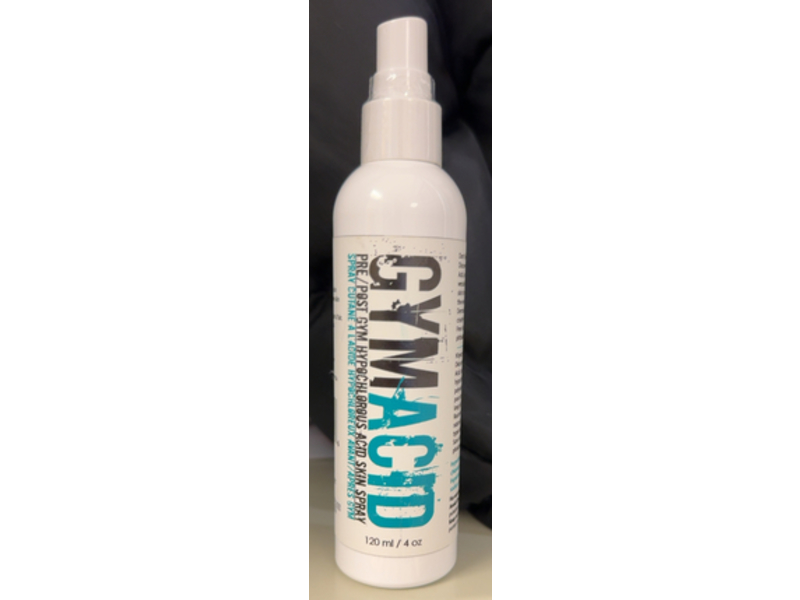 Gym Acid Pre/Post Gym Skin Spray, Hypochlorous Acid, 4 oz/120 mL