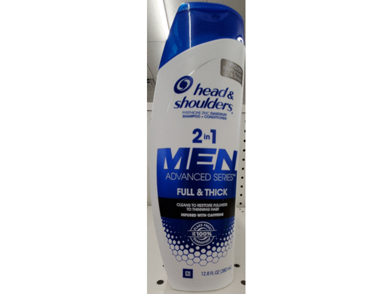 Head & Shoulders Men Advanced Series 2 In 1 Dandruff Shampoo + Conditioner, Full & Thick, 12.8 fl oz/380 mL
