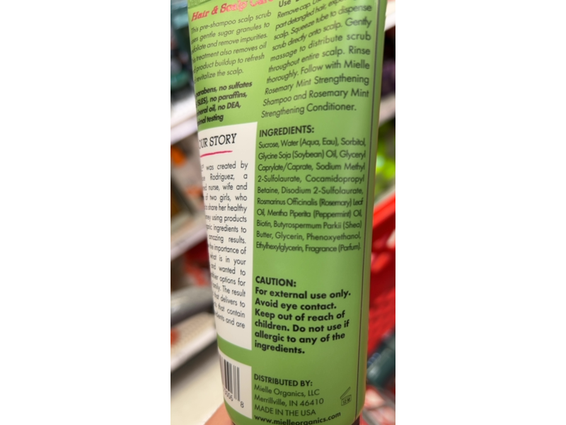 Mielle Organics Clarifying Sugar Scalp Scrub, Rosemary Mint, 6 oz/170 g