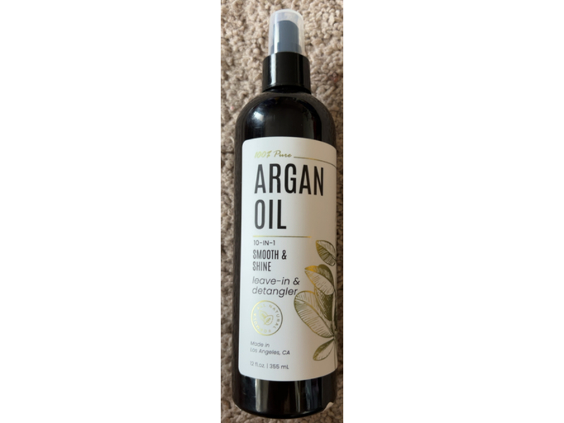 100% Pure 10-in-1 Smooth & Shine Leave In & Detangler, Argan Oil, 12 fl oz/355 mL