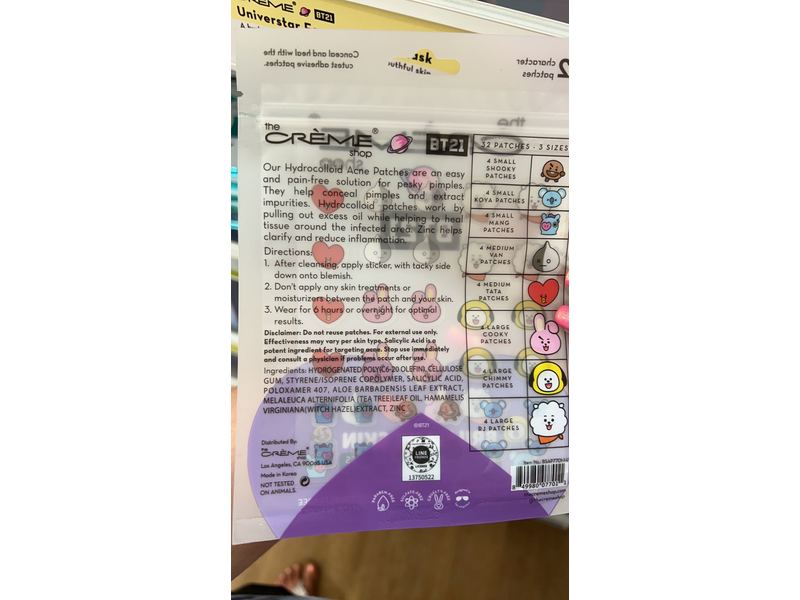 The Crème Shop | BT21: Brilliant Skin - Hydrocolloid Acne Patches | Infused with Zinc (32 Patches)