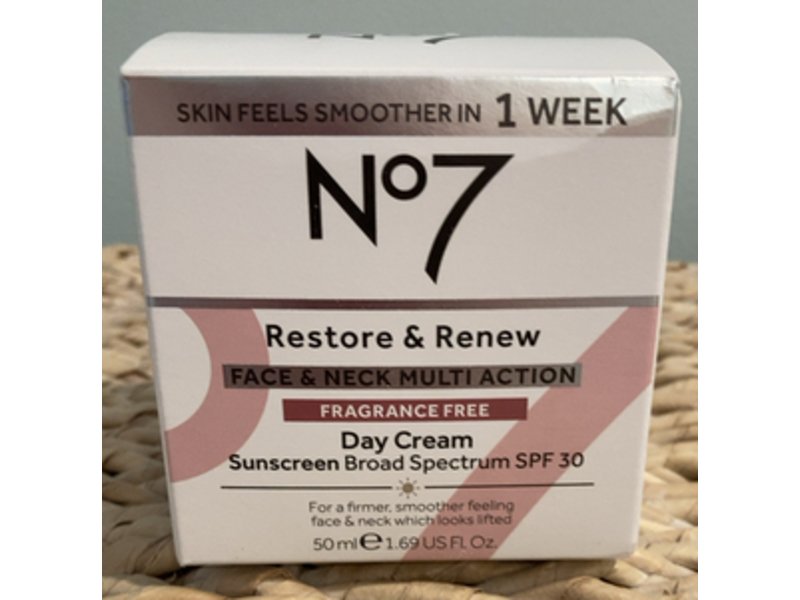 No7 Restore & Renew Face & Neck Multi Action Day Cream, SPF 30, 1.69 fl oz/50mL