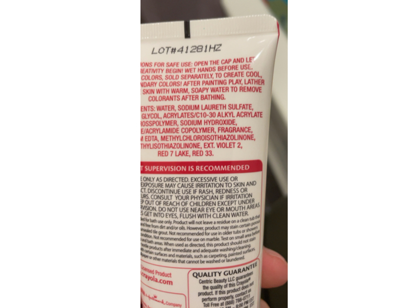 Crayola Bath Tub Finger Paint Soap, Radical Red, 3 fl oz/88.7 mL
