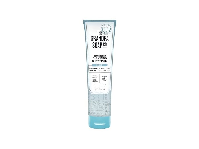 The Grandpa Soap Co. Cleansing Shower Oil, Cotton Seed Oil & Organic Sweet Almond Oil, 9.5 fl oz/280 mL