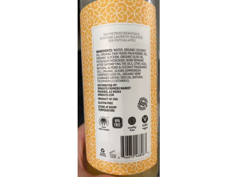 Sprouts Essentials Castile Soap , Almond Coconut, 32 fl oz/946 mL