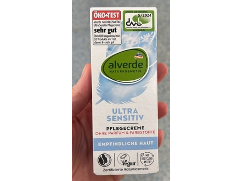 Dm Alverde Natural Cosmetics Nourishing Facial Cream, Ultra Sensitive, 50 mL