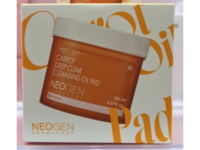 Neogenlab Dermalogy Deep Clear Remover Oil Pad, Carrot, 5.07 fl oz/150 mL, 60 Count