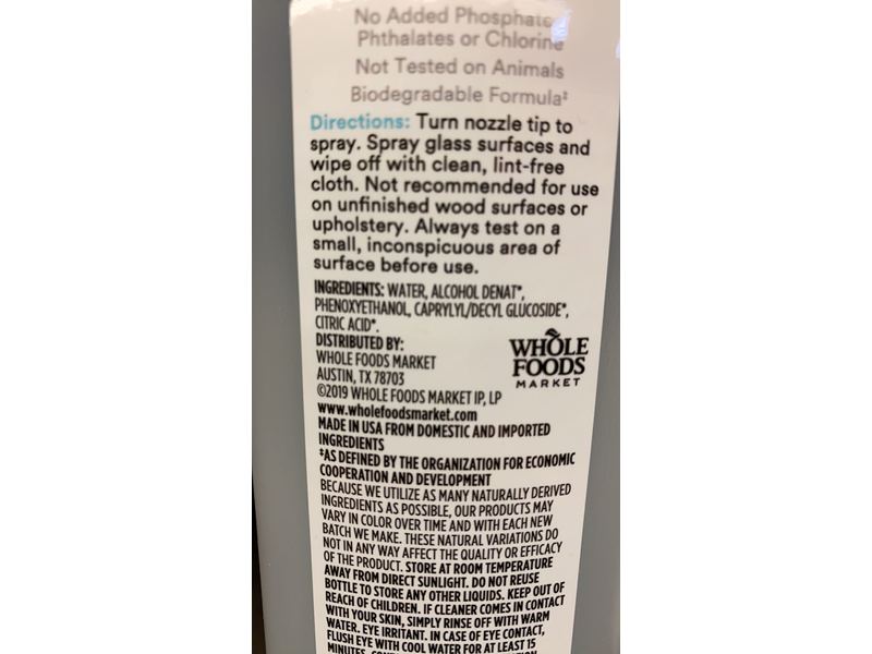 365 Whole Foods Market Glass Cleaner, Unscented, 26 fl oz/769 mL