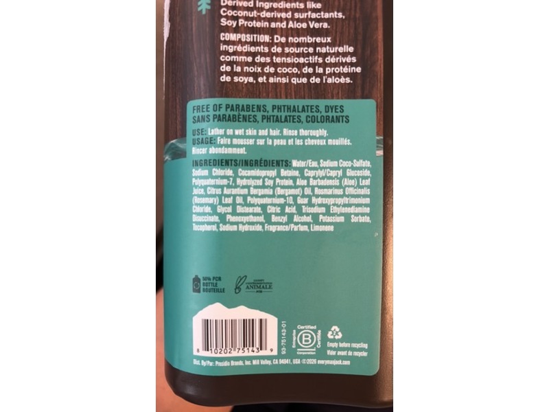Every Man Jack All Over Wash, Sea Minerals + Citron, 28.8 fl oz/852 mL