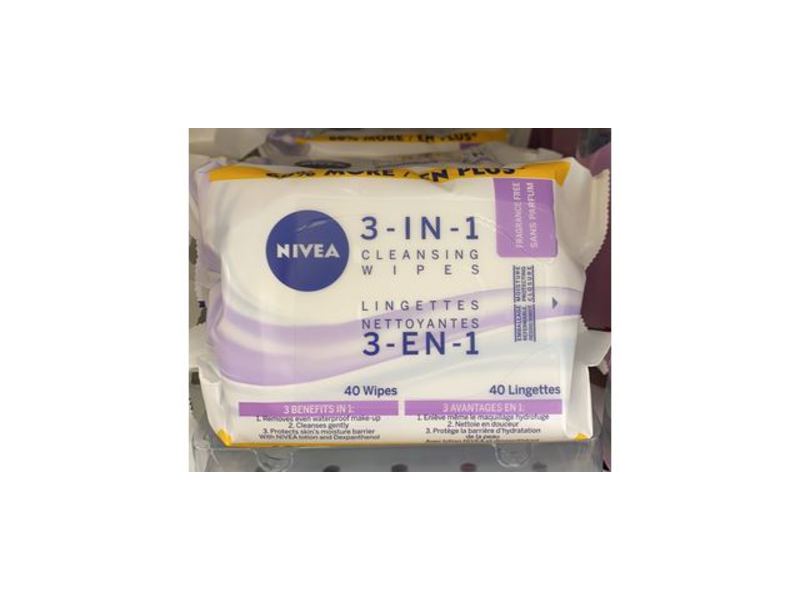 Nivea 3-In-1 Cleansing Wipes, 40 Wipes
