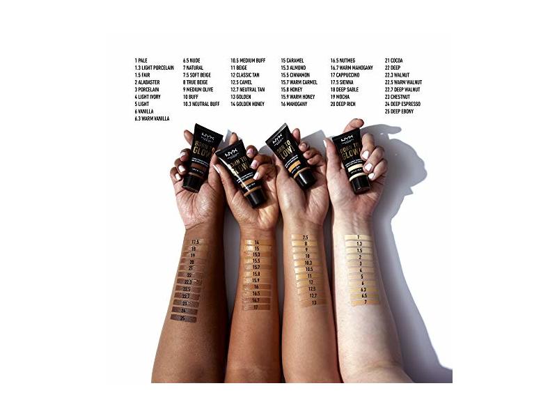 Nyx Professional Makeup Born To Glow Naturally Radiant Foundation, Neutral Tan, 1.01 fl oz/30 mL